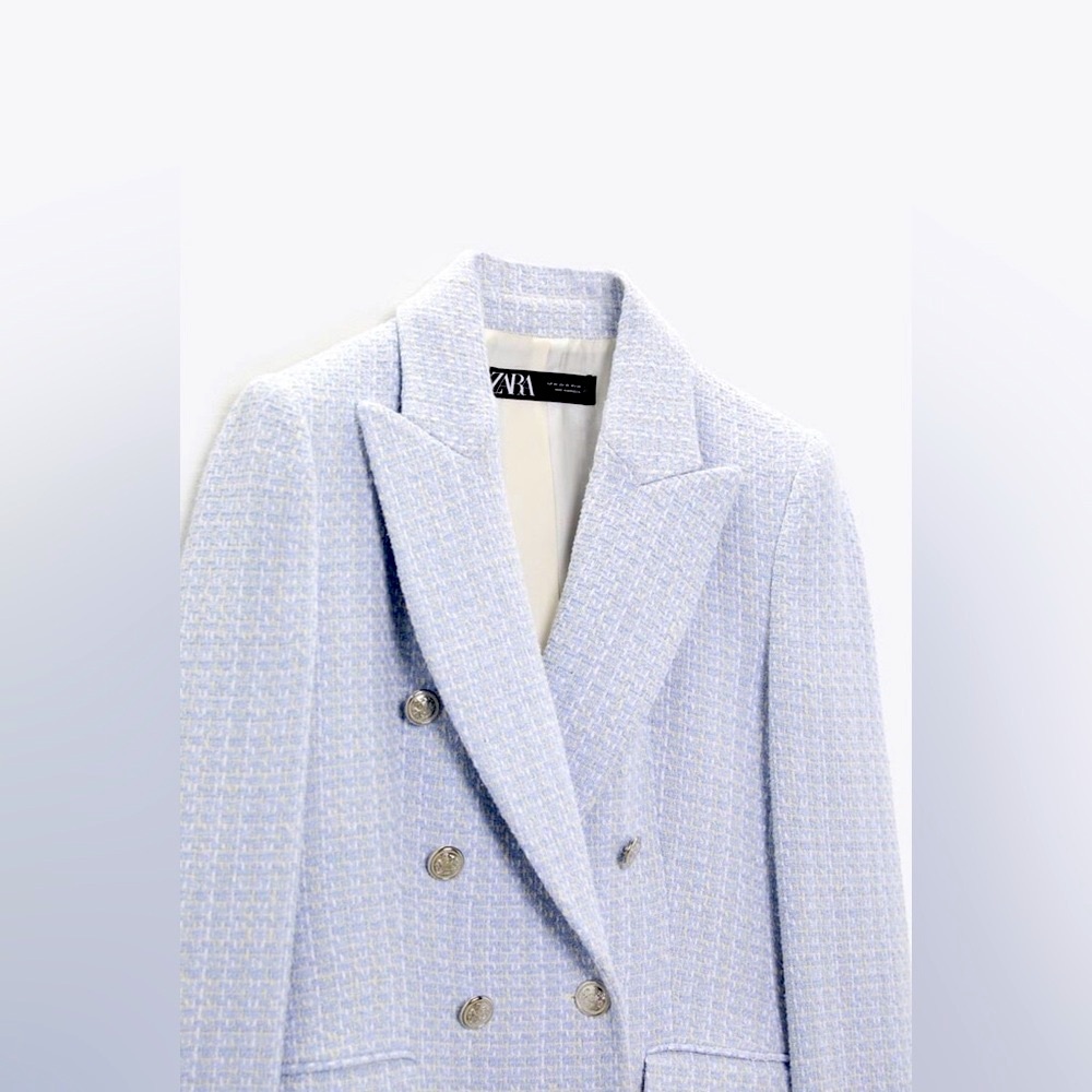 ZARA Textured Double-Breasted Blazer - Picture 9 of 9